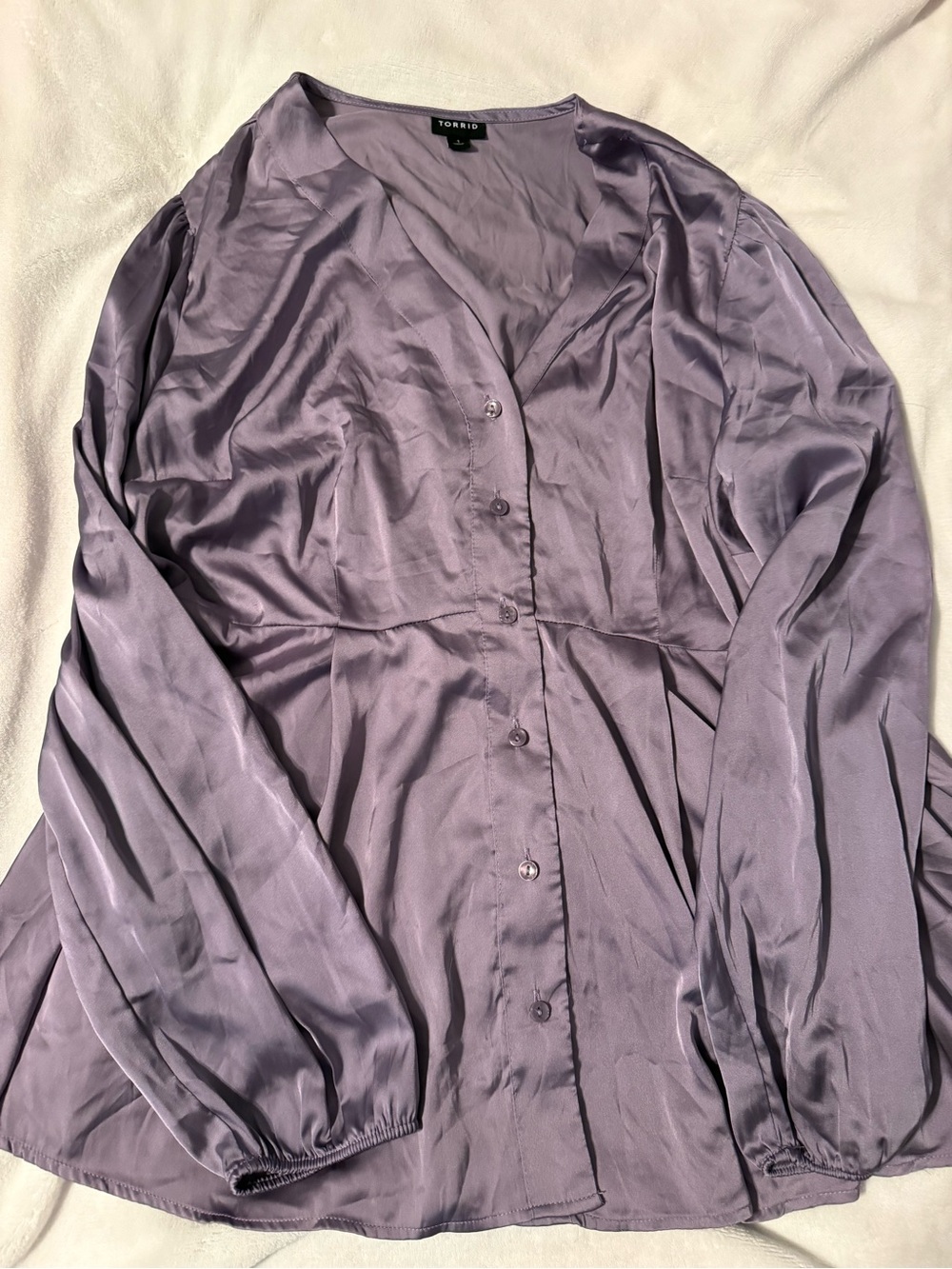 torrid Lavender Satin-Look Button Down Shirt